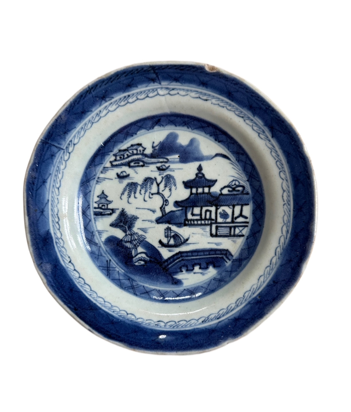 Antique Chinese Blue & White Canton Plate