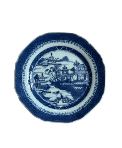 Antique Chinese Blue & White Canton Plate