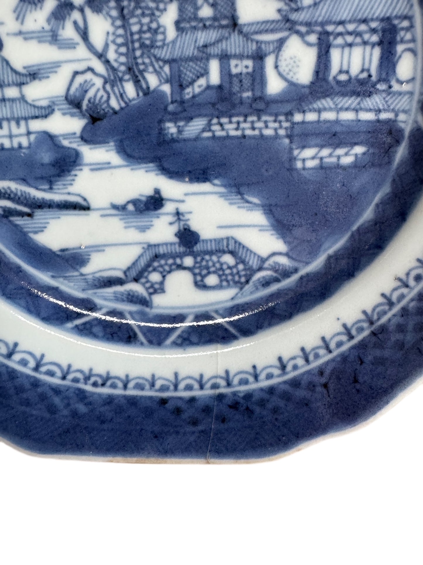 Antique Chinese Blue & White Canton Plate