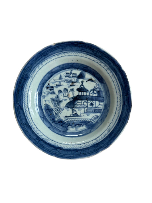 Antique Chinese Blue & White Canton Plate