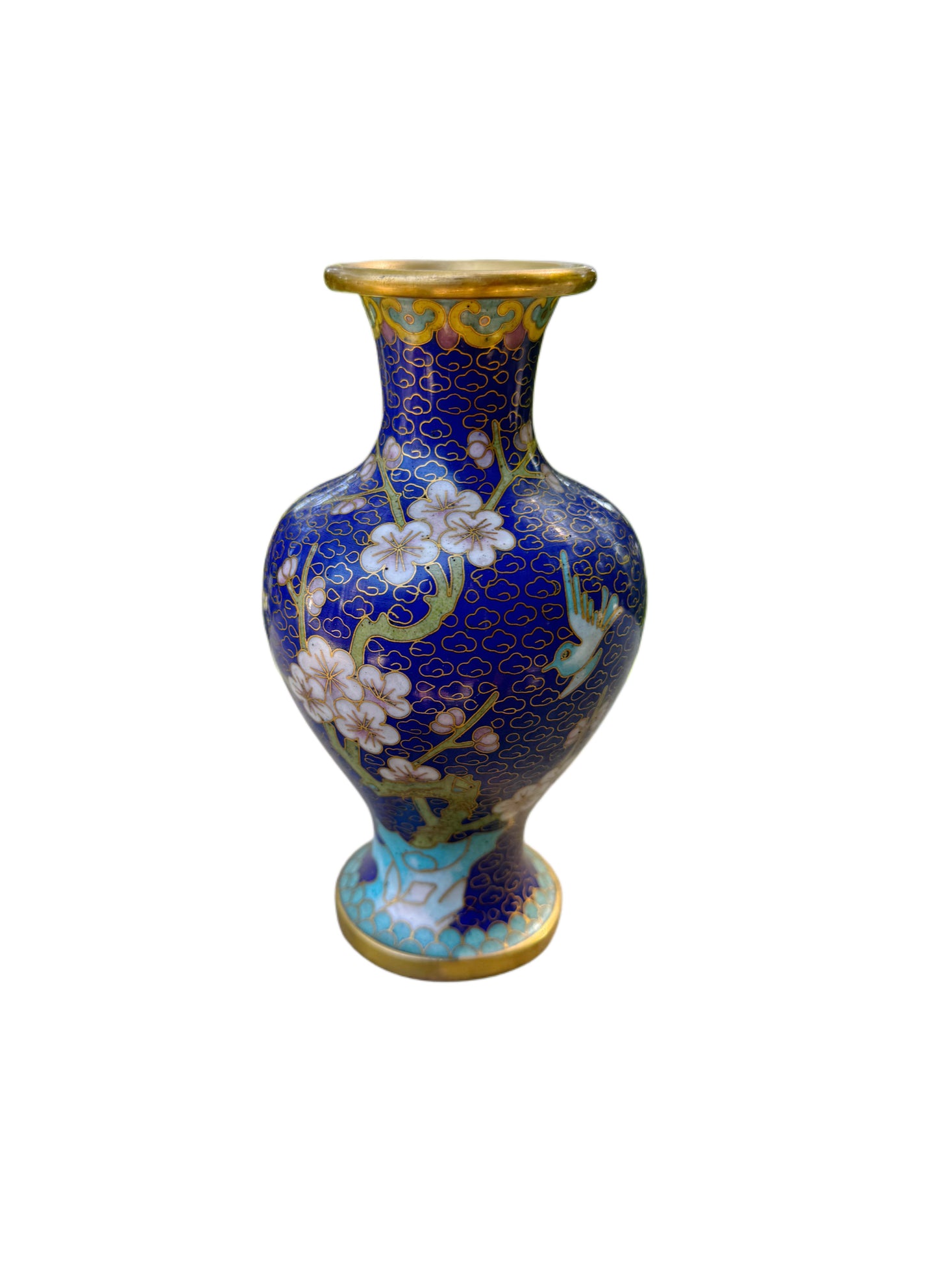 Blue Floral Cloisonné Vase