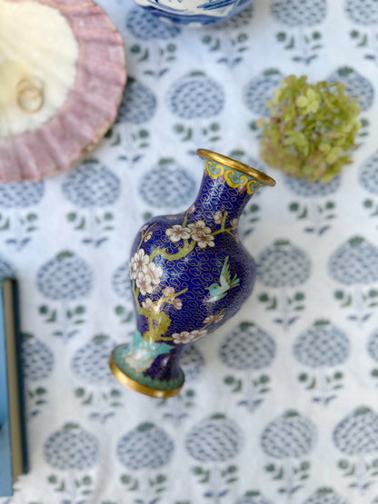 Blue Floral Cloisonné Vase