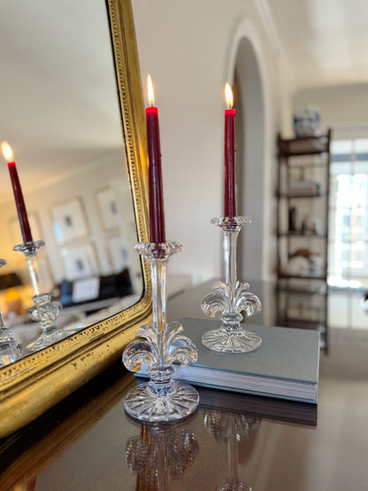 Fleur De Lis Crystal Candlestick Holders