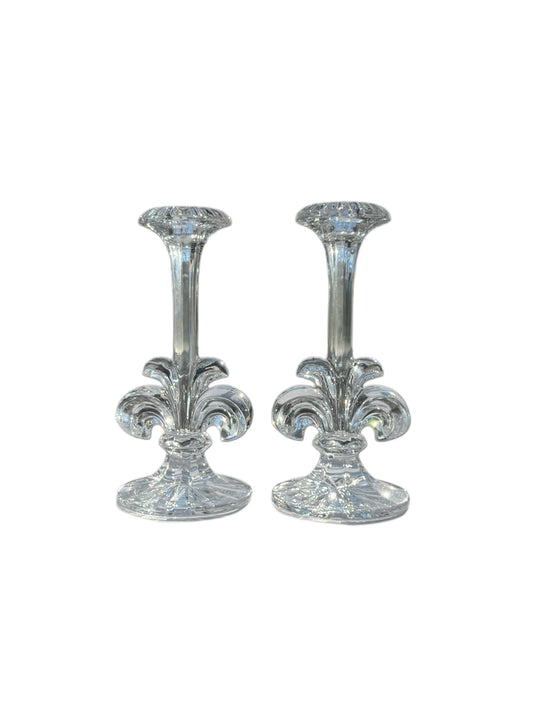 Fleur De Lis Crystal Candlestick Holders