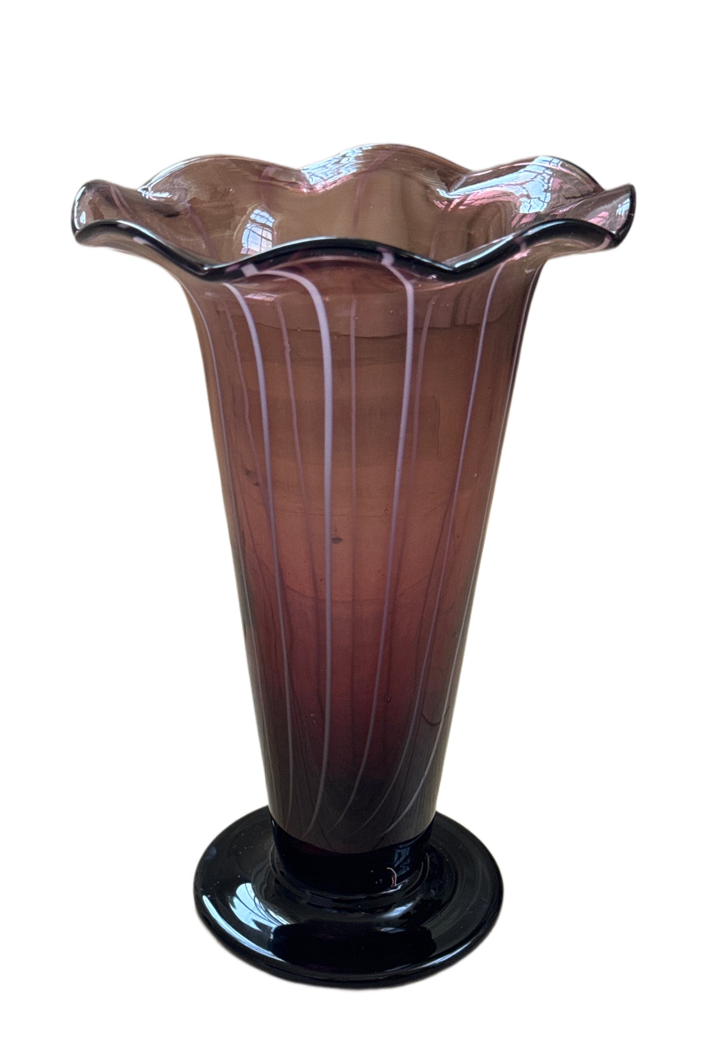 Hand Blown Glass Amethyst Footed Vase