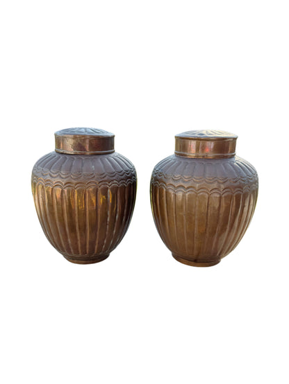 Pair of Antique Chinese Copper Ginger Jar