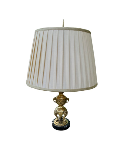 Pair of Brass Table Lamps with Marble Base